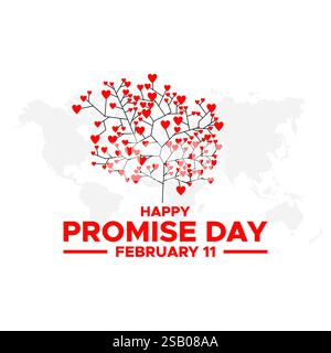 Happy Promise Day Post und Grußkarte. 11. Februar - Versprechen Tag der Valentinswoche Vektor-Illustration Stock Vektor