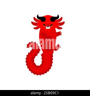 Teufelsaxolotl isoliert. Satan Amphibian Salamander Stock Vektor