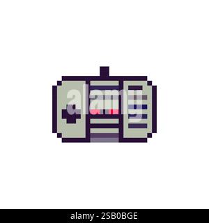 Gamepad-Logo für Konsole. Spiel-Joystick. 8-Bit-Game-Controller-Symbol. Gamepad im 16-Bit-Pixel-Stil 80s Stock Vektor
