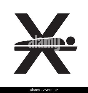 Anfangsbuchstabe X MRT-Symbol der Vektorvorlage für medizinische MRT-Verfahren. Tomographie-Schild Stock Vektor