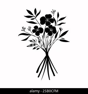 Silhouette Blumenstrauß-Symbol. Schwarz-weiße florale Vektor-Illustration Stock Vektor