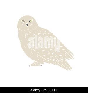 Vektor Hand gezeichnete Kritzelskizze polare Schneeeule isoliert auf weißem Hintergrund Stock Vektor