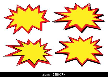 Satz abstrakter Starburst-Blase in Gelb, Rot und Schwarz - Vektor-Illustration Stock Vektor