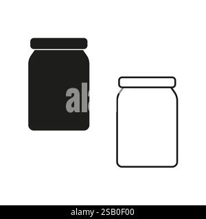 JAR-Symbolgruppe. Schwarzweißkontur. Symbol für minimalen Speicher. Einfache Behälterform. Stock Vektor