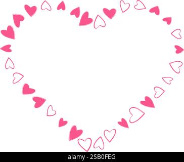 Gefüllte und umrissene Herzform mit Rahmenrand für den Valentinstag-Gruß. Isolierte Vektor-Illustration Thematische Karten oder Web-Werbebanner, Faltblätter, Druckmaterialien oder Tags Stock Vektor