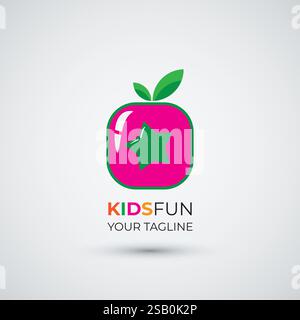 Kinder lustiges Symbol im Vorschulalter und Kinder-Logo-Design-Vorlage Stock Vektor