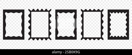 Retro-Bilderrahmen mit Muschelschalen. Trendige, geschwungene Rahmenbox. Moderne Vektorvorlage. Stock Vektor