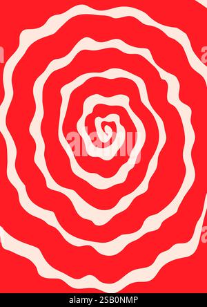 Abstrakter psychedelischer Retro-Hintergrund mit Wirbelmuster. Grooviges Poster. Trendige verdrehte, funky Vektortextur im abstrakten y2k-Stil. Vektor Stock Vektor