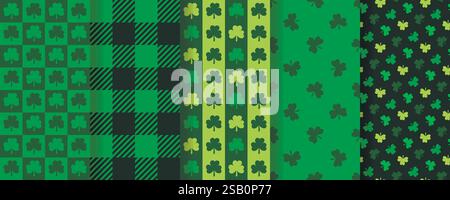 St Patrick's Day-Muster-Set Stock Vektor