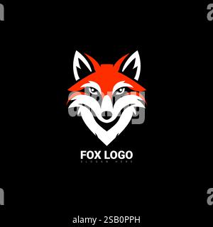 Orangefarbenes Und Weißes Niedliches Fox-Logo Stock Vektor