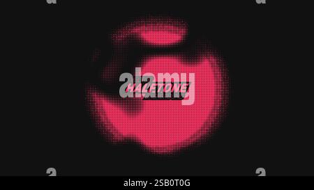 Abstrakter Vektor, gerissene rote Halbton-verzerrte Kugel. Gepunktete Textur-Element. Punktfehler Stock Vektor