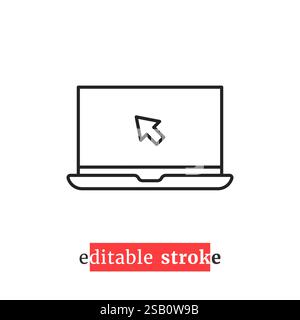 Laptop-Symbol mit minimalem bearbeitbarem Hub Stock Vektor