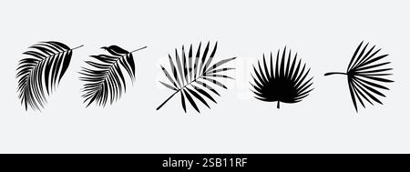 Tropische Blätter Set. Vektor-Illustration, Blatt Silhouetten Set, Monstera deliciosa tropischen Blatt Hintergrund Stock Vektor