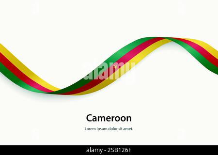 Kameruner Flagge auf schwebendem Band. Vorlage für Unabhängigkeitstag Stock Vektor