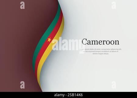 Kameruner Flagge auf schwebendem Band. Vorlage für Unabhängigkeitstag Stock Vektor