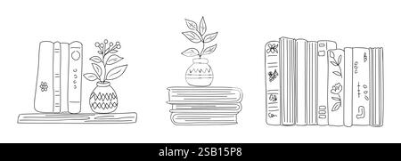 Stapel von Büchern zum Lesen, Stapel von Lehrbüchern Stock Vektor
