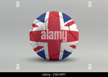Fußball aus Großbritannien mit der Nationalflagge auf grauem Hintergrund Stock Vektor