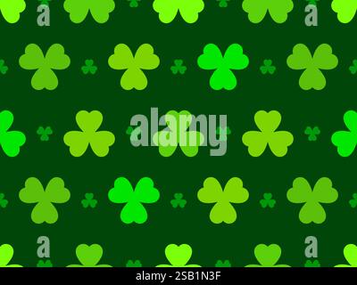 Grüner Klee hinterlässt ein nahtloses Muster für den St. Patrick's Day. Shamrock Klee ist ein Symbol für Glück. Design für Werbeprodukte, Postkarten und p Stock Vektor