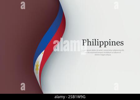 Die Flagge der Philippinen auf dem schwankenden Band. Vorlage für Unabhängigkeitstag Stock Vektor