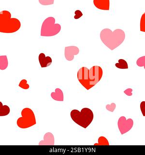 Herzmuster nahtloser Valentinstag Hintergrund. Liebe Herz-rote und rosa Muster Illustration. Stock Vektor
