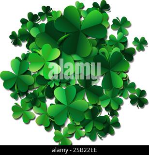Saint Patricks Tag Hintergrund mit gesprühten grünen Kleeblättern o Stock Vektor