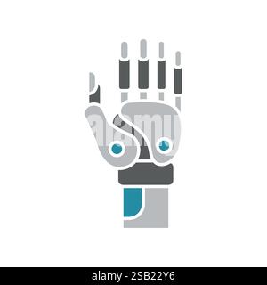 Symbol „Roboterarm flach“. Vektorisoliertes Element. Bearbeitbare Kontur. Stock Vektor