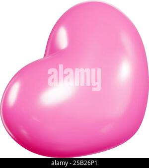 Pinkfarbener herzförmiger 3D-Vektor-Ballon mit glänzender Oberfläche Stock Vektor