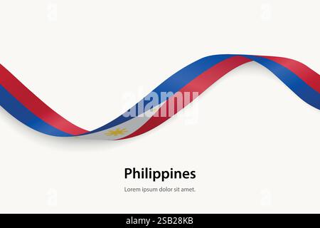 Die Flagge der Philippinen auf dem schwankenden Band. Vorlage für Unabhängigkeitstag Stock Vektor