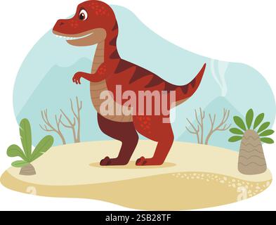 Tyrannosaurus Rex Dinosaurier Vektor Illustration. T-rex Dino-Figur im Cartoon-Stil Stock Vektor