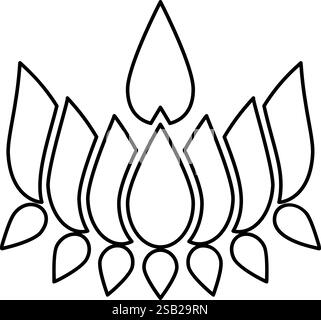Ayyavazhi Lotus trägt Naman Symbol Kontur Umrisslinie Symbol Schwarz Farbe Vektor Illustration Bild dünn flach Stil einfach Stock Vektor