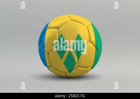 St. Vincent und die Grenadinen Fußball mit Nationalflagge auf grauem Hintergrund Stock Vektor