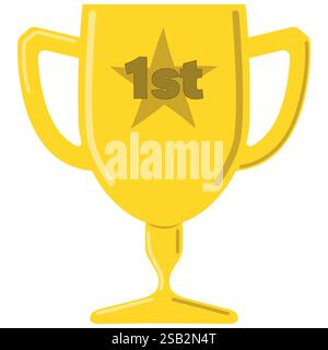 Goldene Trophäe für den 1. Platz, Preis für den Gewinn des ersten Platzes auf weißem Hintergrund Stock Vektor