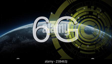 Bild der 6g-Text- und Datenverarbeitung über das Scope-Scannen Stockfoto