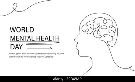 Illustration zum Welttag der psychischen Gesundheit. Vektorabbildung Stock Vektor