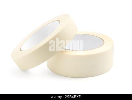 Rollen Abdeckband isoliert auf weiß Stockfoto