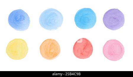 Aquarell, Farbmuster auf weißem Papier gemalt Stockfoto