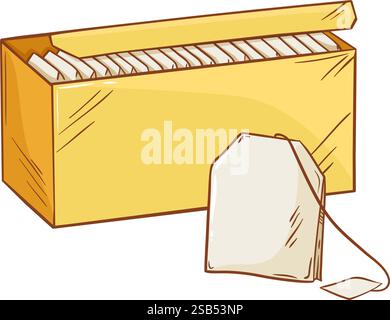 Paket mit Tee isoliert farbige Illustration Stock Vektor