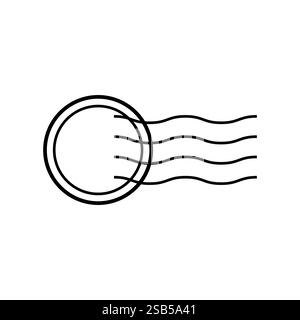 Eine einfache Linienzeichnung eines Umschlags mit wellenförmigen Linien in der Nähe, die Postsendungen auf dem Transport symbolisieren. Das Design vermittelt das Konzept der Kommunikation und Bereitstellung Stock Vektor