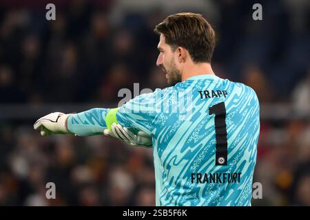 Kevin Trapp von Eintracht Frankfurt während des Europa League Fußballspiels zwischen AS Roma und Eintracht Frankfurtat Olimpico Stadion in Rom (Italien), 30. Januar 2025. Stockfoto