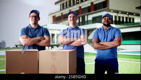 Umzugsservice von verschiedenen Teams professioneller Mover Stockfoto