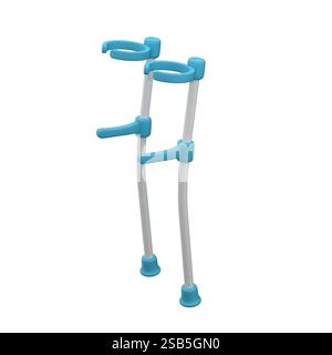 Ein Paar Unterarmkrücken isoliert auf weißem Hintergrund, 3D-Rendering Stockfoto
