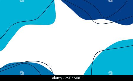 Abstraktes Design mit blauen und aquatischen Formen mit glatten Linien auf weißem Hintergrund Stock Vektor