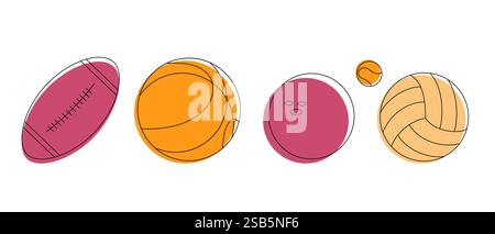 Set verschiedener Sportbälle. Vektorabbildung. Vektorabbildung Stock Vektor