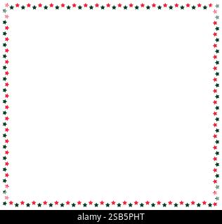 Weihnachtsrand Mit Rotem Grünem Stern Und Quadratischem Rahmen Stock Vektor
