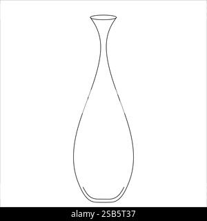 Eine einfache Linienzeichnung einer Vase, die Form, Kurven und Details in einem minimalistischen Stil darstellt. Die Abbildung zeigt das Wesen eines klassischen va Stock Vektor