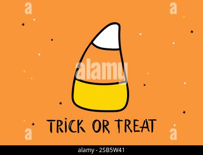 Trick or Treat, süße Bonbonbonbonbonbonbonbonbonbonbonbonbons mit lustigen Gesichtern. Halloween-Vektor-ClipArt-Illustration. Vektorabbildung Stock Vektor