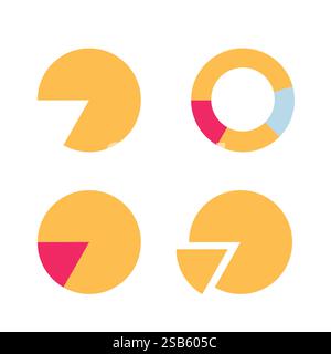 Es werden vier Kreise unterschiedlicher Größen und Formen angezeigt. Jeder Kreis weist eine eigene geometrische Form auf, einschließlich Dreiecke, Rechtecke, ovale und ir Stock Vektor