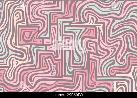 Abstraktes Labyrinth-Muster in weichen Pastellfarben für ein kompliziertes Design Stock Vektor