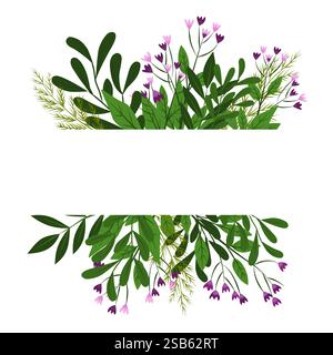 Das ist der Ort für den Text Blätter Kräuter Beeren. Rahmen mit Blumendesign Vektor-Illustration Stock Vektor
