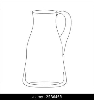 Handgezeichnete Vektor-Illustration der Kaffeekanne. Mit schwarzem Schaltkreis ohne Füllung auf weißem Hintergrund. Vektorabbildung Stock Vektor